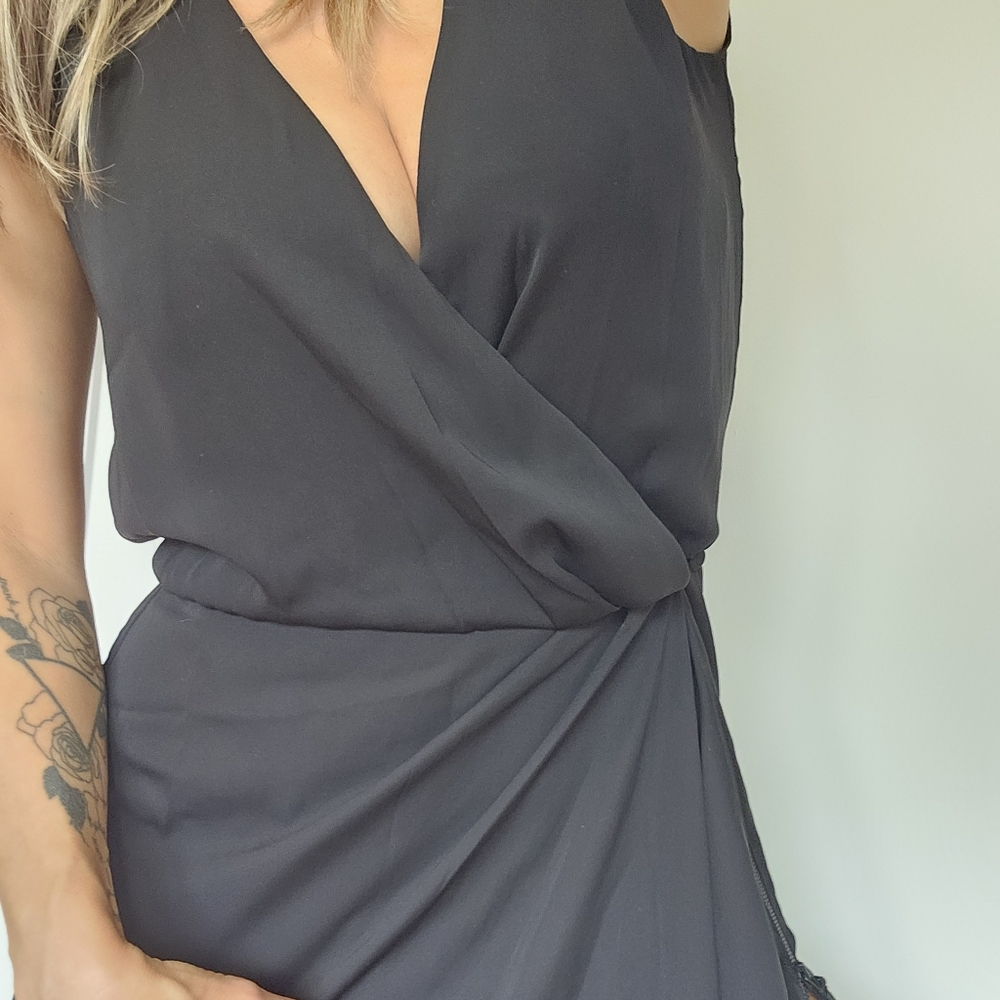 NEW Aritzia Tulula Moto Wrap Dress Black size 0/XS, NWOT!